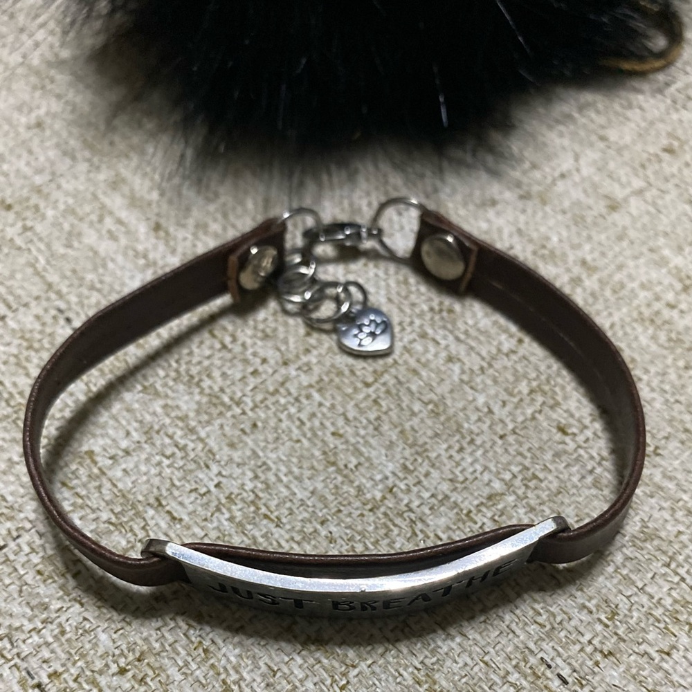 Brown Leather Bracelet with Silver Accents